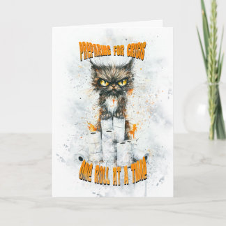 Cranky Cat Hoarding For A Crisis Thank You Card