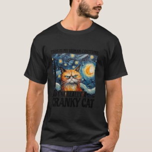Cranky Cat in Human Costume Funny Van Gogh Hallowe T-Shirt