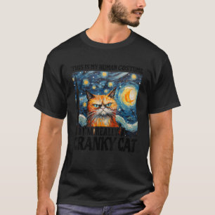 Cranky Cat in Human Costume Funny Van Gogh Hallowe T-Shirt