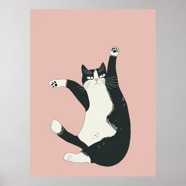 Cranky Cat Print | Funny and Quirky Cat Art  (Front)