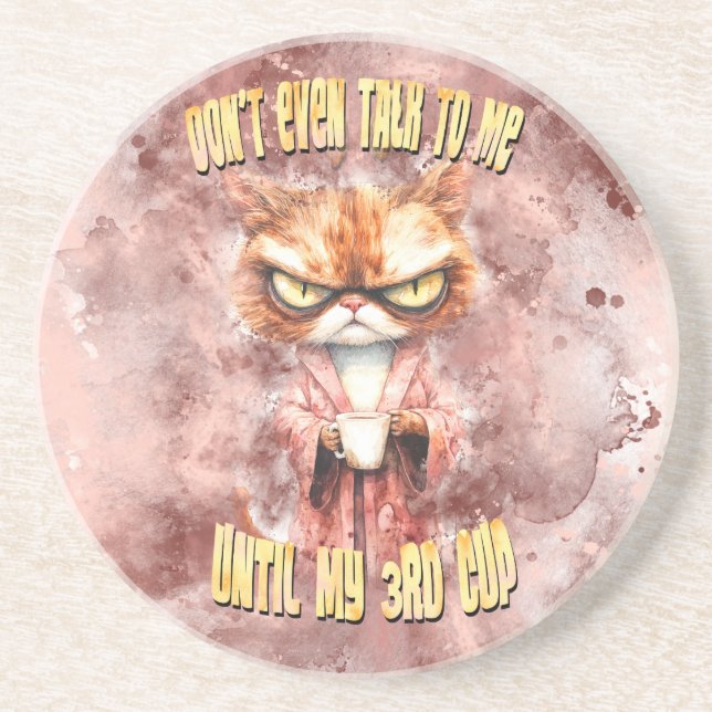 Cranky Cat With Coffee Coaster (Front)