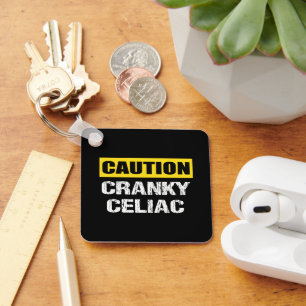 Cranky Celiac Funny Caution Warning Sign Key Ring
