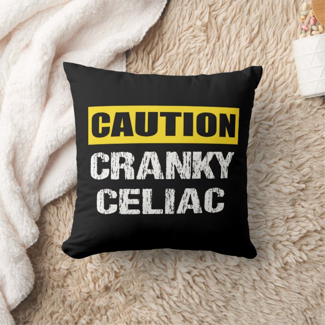 Cranky Celiac Funny Warning Sign Cushion (Blanket)