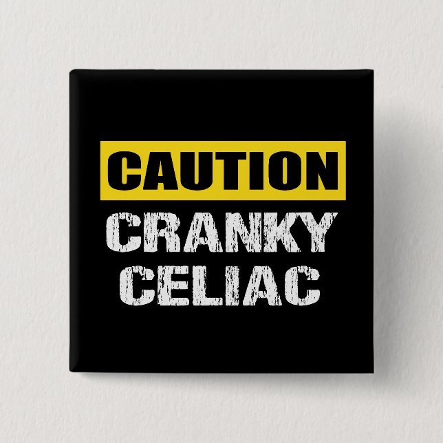 Cranky Celiac Warning Sign Fun 15 Cm Square Badge (Front)