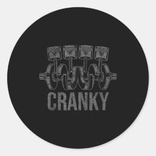 Cranky Crankshaft Funny Car Pun Mechanic Father's  Classic Round Sticker