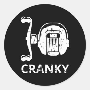 Cranky Fishing Reel Shirt Reel Funny Fishing And F Classic Round Sticker