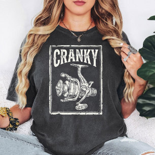 Cranky Fishing Reel Vintage Angler Humour T-Shirt
