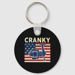 Cranky Fishing-shirt 4th Of July Usa Flag Funny B Key Ring
