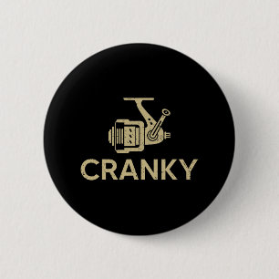 Cranky Fishing Shirts Vintage Fisherman Fathers Da 6 Cm Round Badge