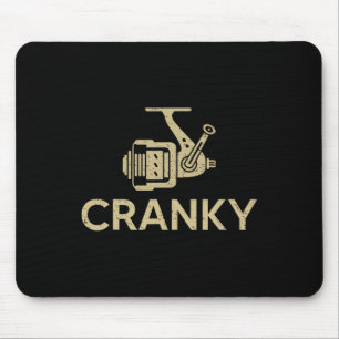 Cranky Fishing Shirts Vintage Fisherman Fathers Da Mouse Pad