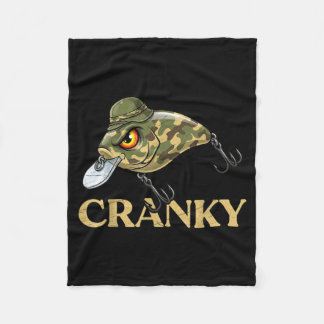 Cranky Funny Crankbait Fishing Lure Camouflage Fleece Blanket