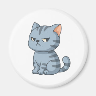 Cranky Grey Tabby Cat Magnet