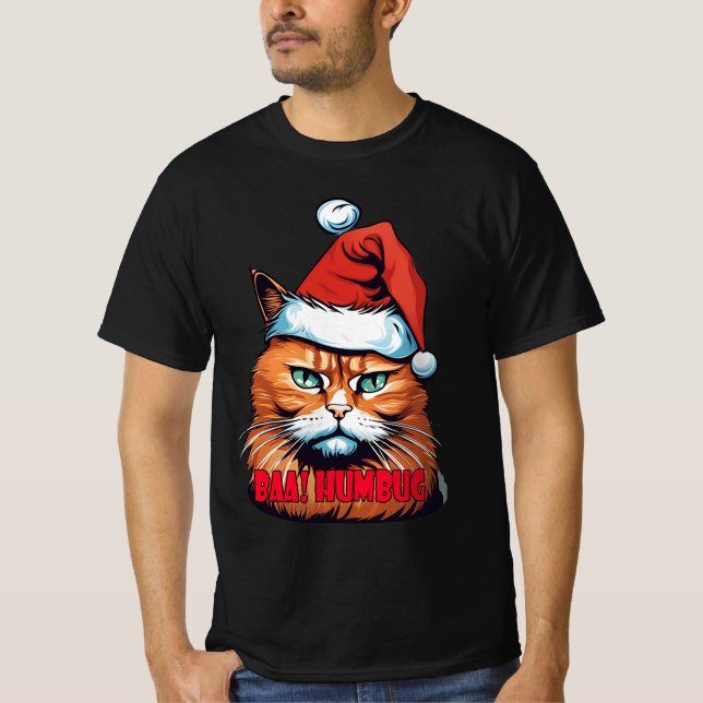 Cranky Kitty Holiday Attire: Bah! Humbug Tee (Front)