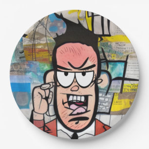 Cranky Man Paper Plate