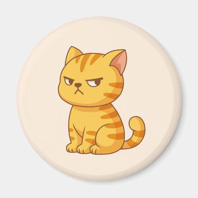 Cranky Orange Tabby Cat Beige Magnet (Front)