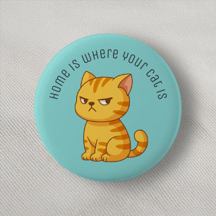 Cranky Orange Tabby Cat Custom Text Green 6 Cm Round Badge