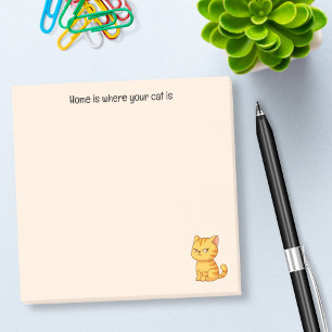 Cranky Orange Tabby Cat Custom Text on Beige Post-it Notes