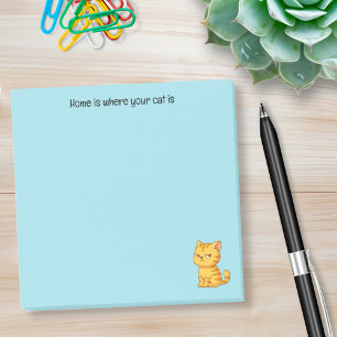Cranky Orange Tabby Cat Custom Text on Blue Post-it Notes