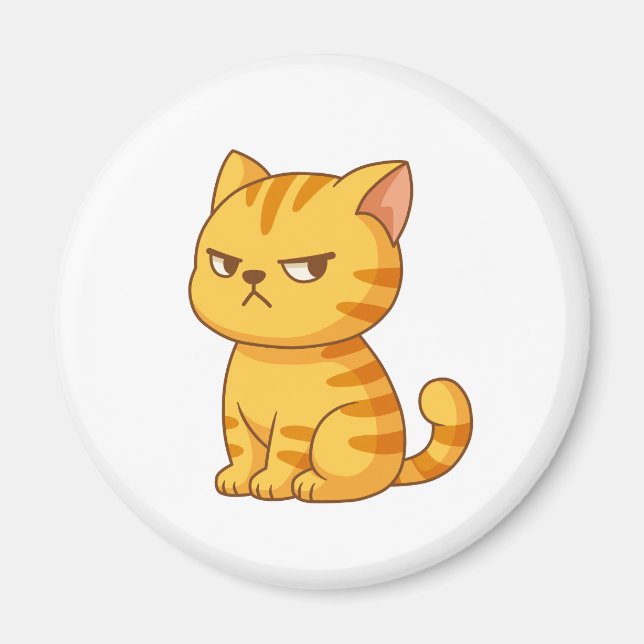 Cranky Orange Tabby Cat Magnet (Front)