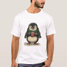 Cranky Penguin With Hot Cocoa, Funny Winter