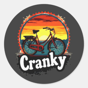 Cranky Sunset Bicycle Tee – Energise Your Ride Classic Round Sticker