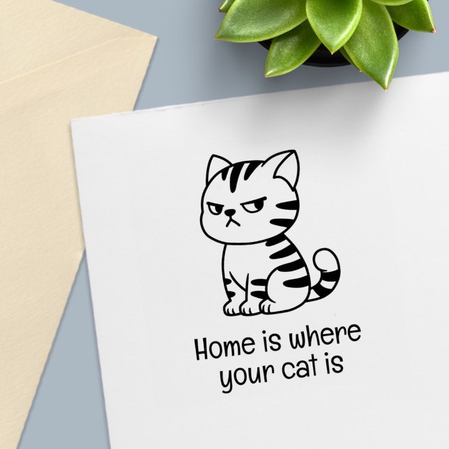 Cranky Tabby Cat Custom Text Self-inking Stamp (Creator Uploaded)