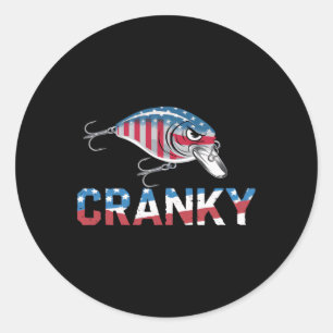 Cranky Usa Crankit Fishing Fathers Day Classic Round Sticker