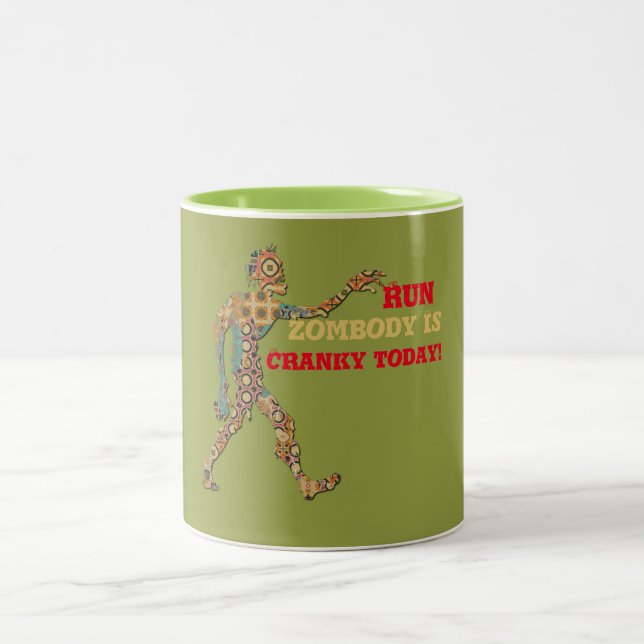 Cranky Zombie  Two-Tone Coffee Mug (Center)