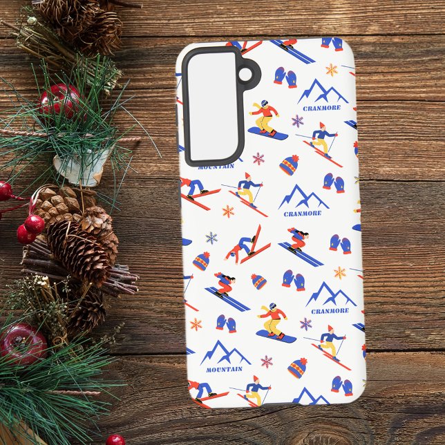Cranmore Mount New Hamphire Ski Snowboard Pattern Samsung Galaxy S21 Case (Cranmore Mountain New Hamsphire ski snowboard cross-country skiing winter snow vacation samsung case)