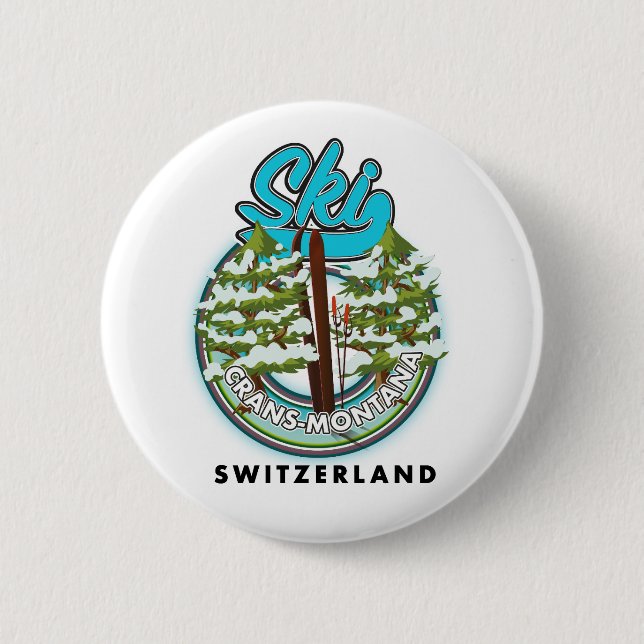 Crans-Montana Switzerland ski 6 Cm Round Badge (Front)
