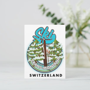 Crans-Montana Switzerland ski Postcard