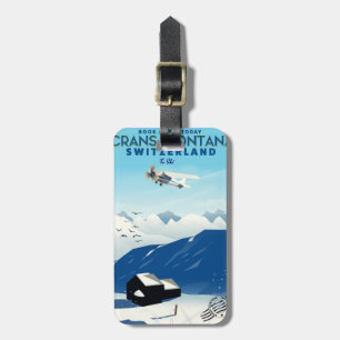 crans-montana Switzerland ski poster Luggage Tag