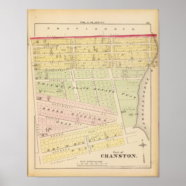 Cranston, RI Map Poster (Front)