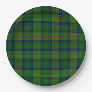 Cranstoun tartan green blue plaid paper plate