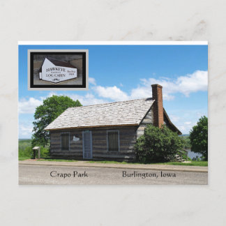 Crapo Park Log Cabin, Burlington, Iowa Postcard