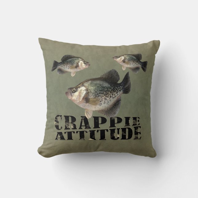 Crappie Attitude Funny Fishing Cushion (Front)