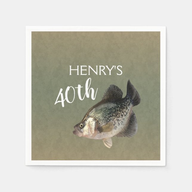 Crappie Fishing 40th Birthday Napkin (Front)
