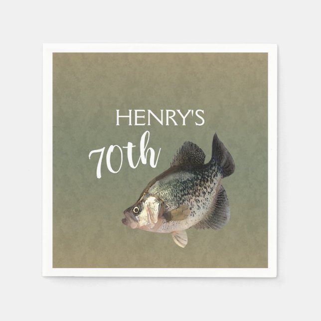 Crappie Fishing 70th Birthday Napkin (Front)
