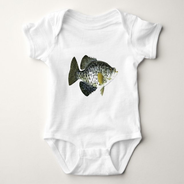 Crappie fishing baby bodysuit (Front)