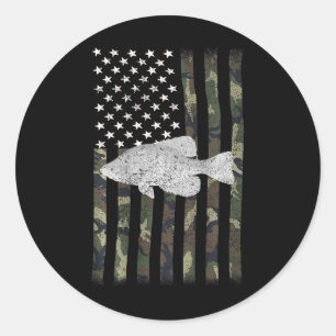 Crappie Fishing Camo Flag (on Back)  Classic Round Sticker