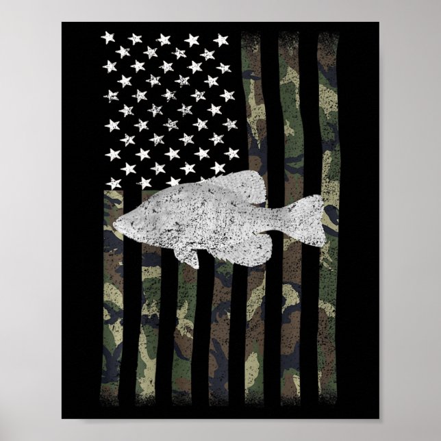 Crappie Fishing Camo Flag (on Back)  Poster (Front)