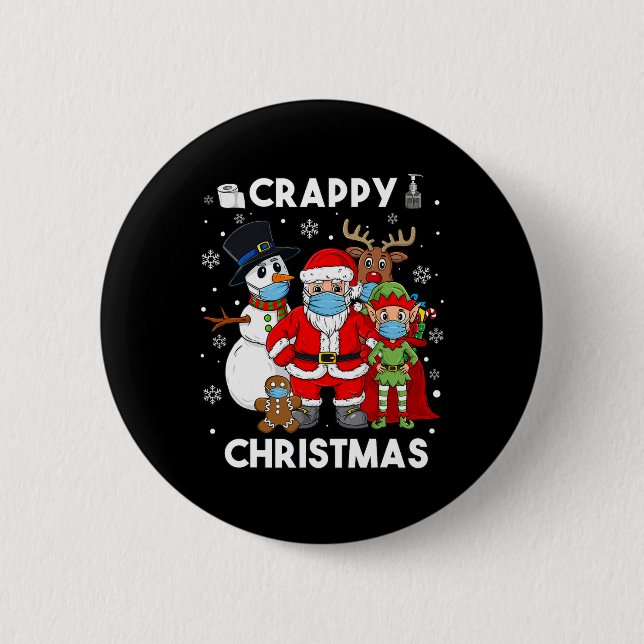 Crappy Christmas Santa And Friends Fun Boys Kids X 6 Cm Round Badge (Front)