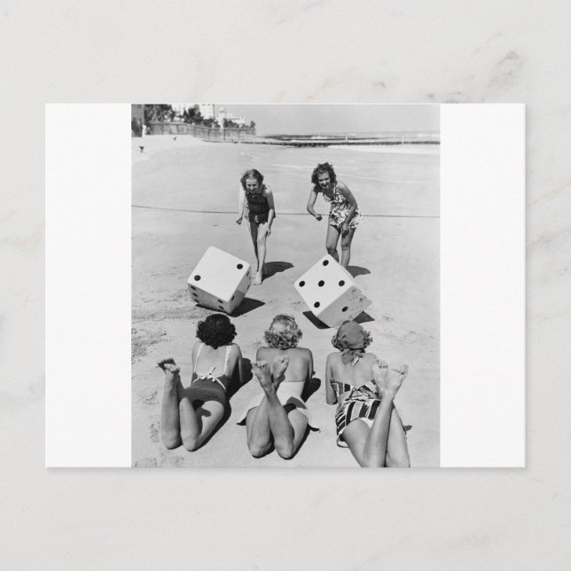 Craps in the Sand, 1940s Postcard (Front)