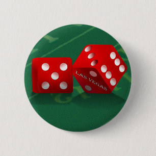 Craps Table With Las Vegas Dice 6 Cm Round Badge