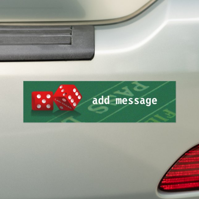 Craps Table With Las Vegas Dice Bumper Sticker (On Car)