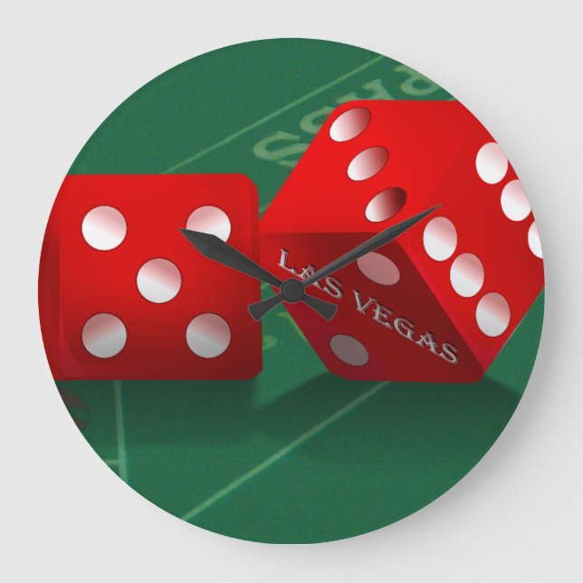 Craps Table With Las Vegas Dice Large Clock (Front)