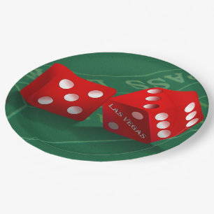 Craps Table With Las Vegas Dice Paper Plate