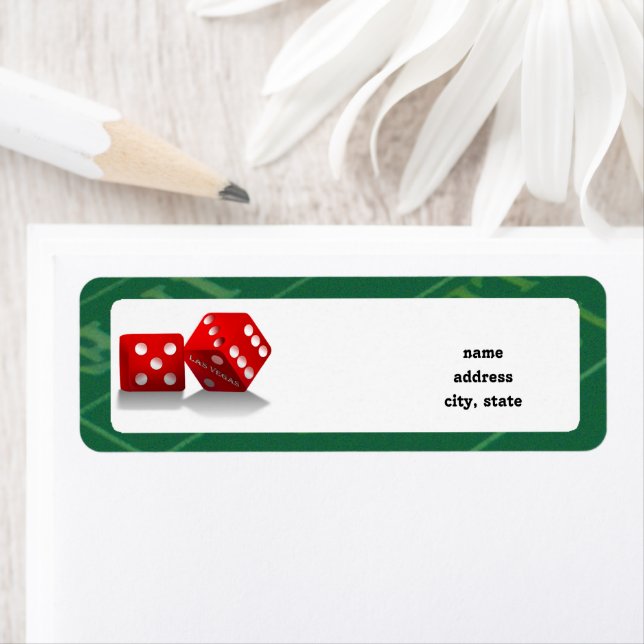 Craps Table With Las Vegas Dice Return Address Label (Insitu)