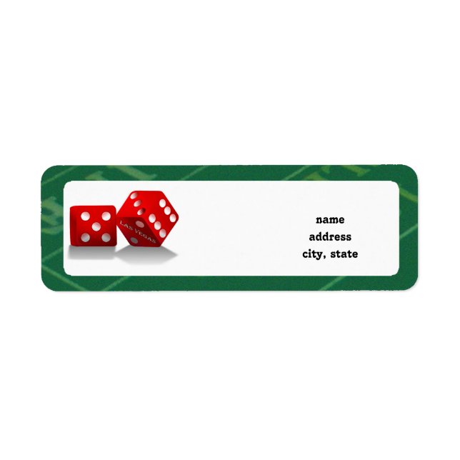 Craps Table With Las Vegas Dice Return Address Label (Front)