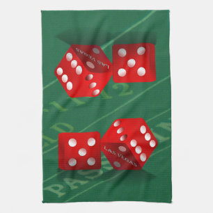 Craps Table With Las Vegas Dice Tea Towel